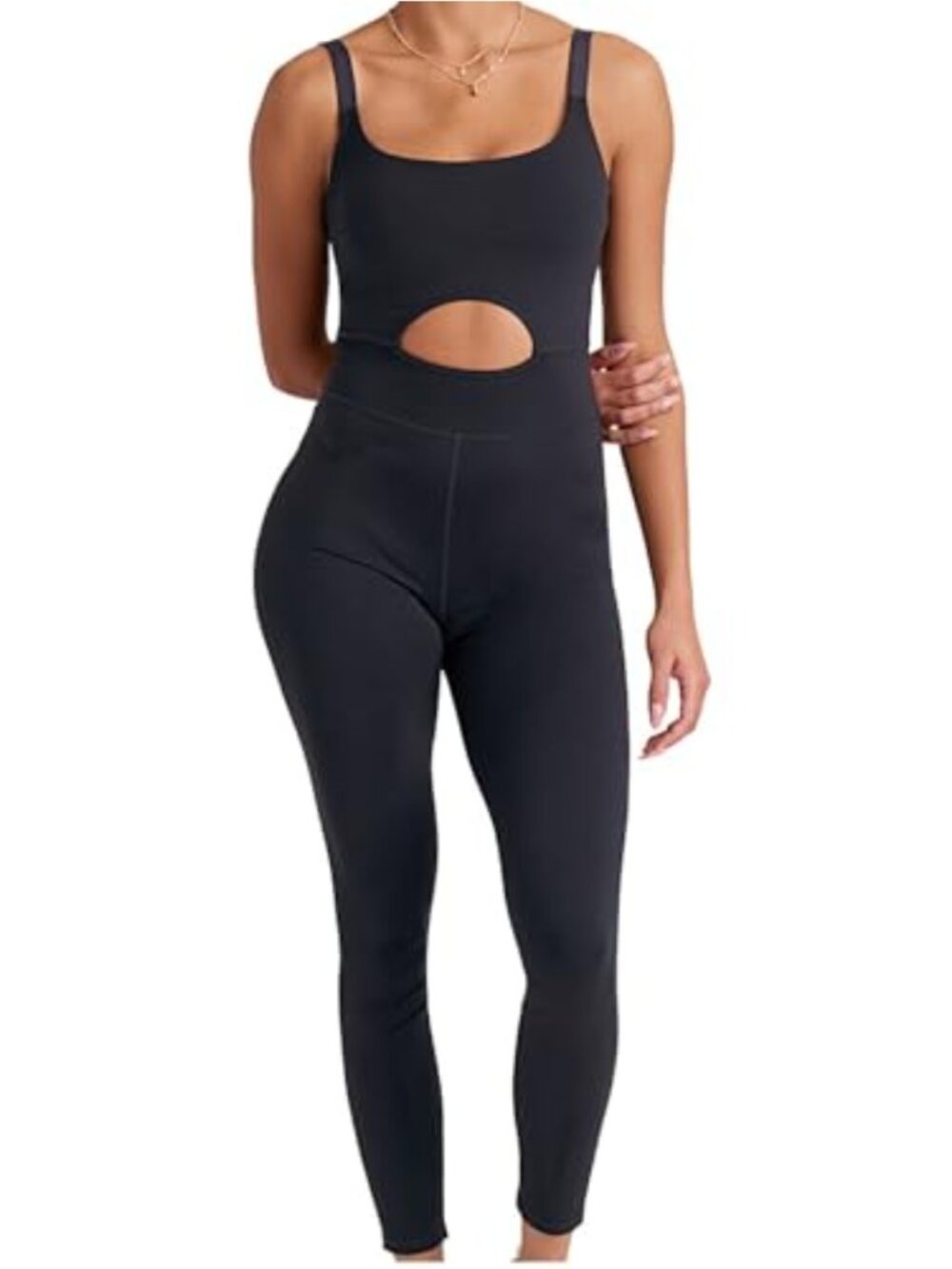 Women's Sleeveless One Piece Jumpsuit Activewear Built In Bra Medium Compression